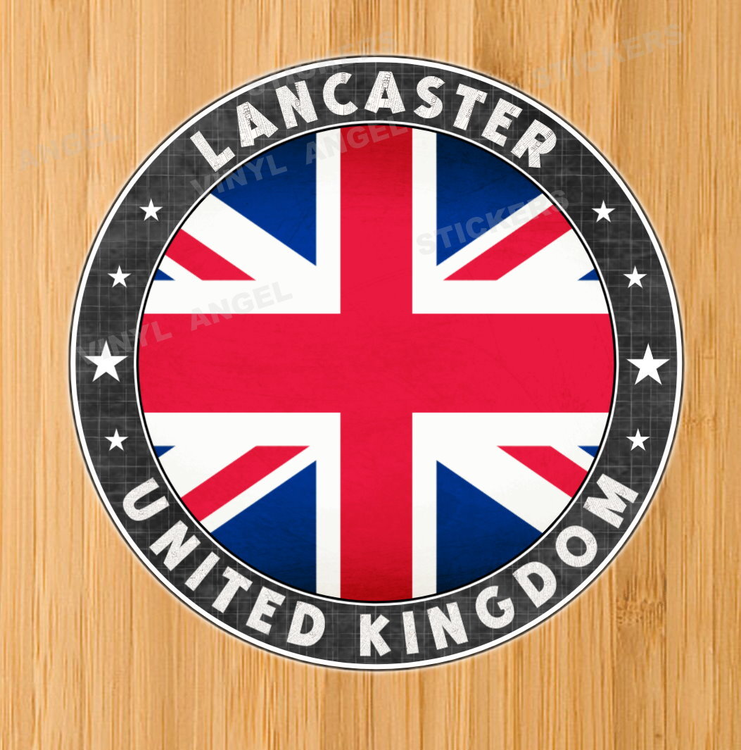 LANCASTER United Kingdom British Flag 2x 75x75mm round Vinyl Sticker #2511