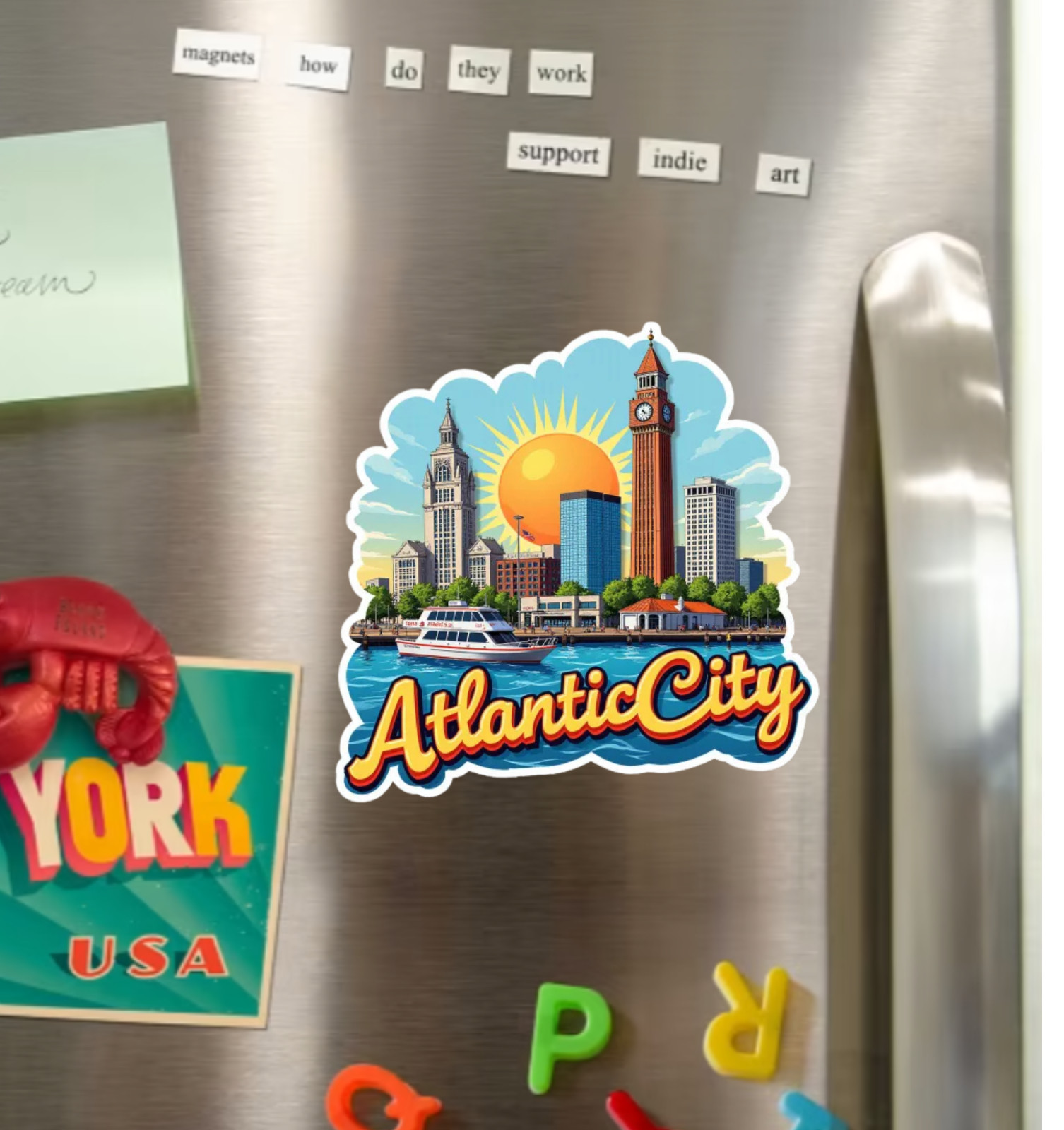 Atlantic City New Jersey Fridge Magnet or Laptop Sticker