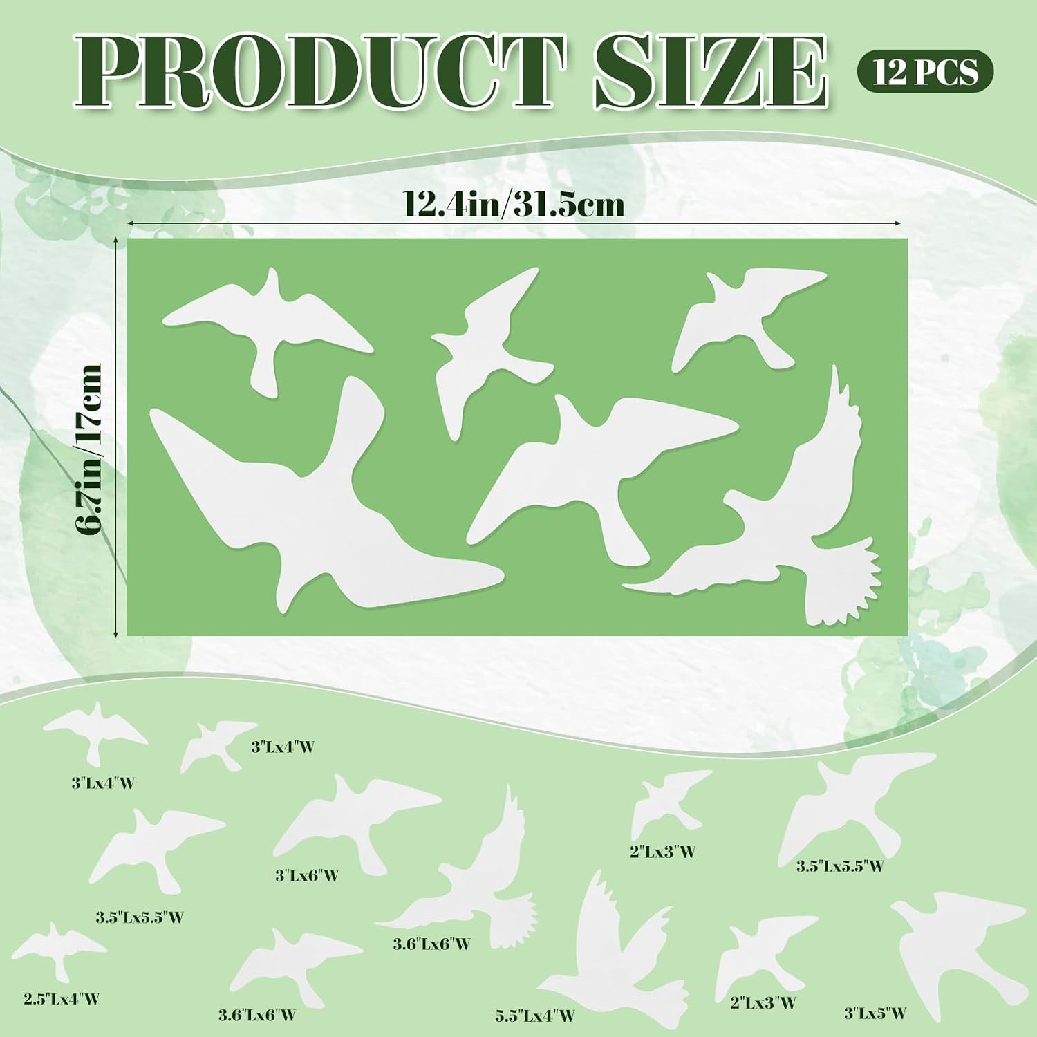 12 Pcs Anti-Collision Window Bird Stickers Glass Door Decals Prevents Strike