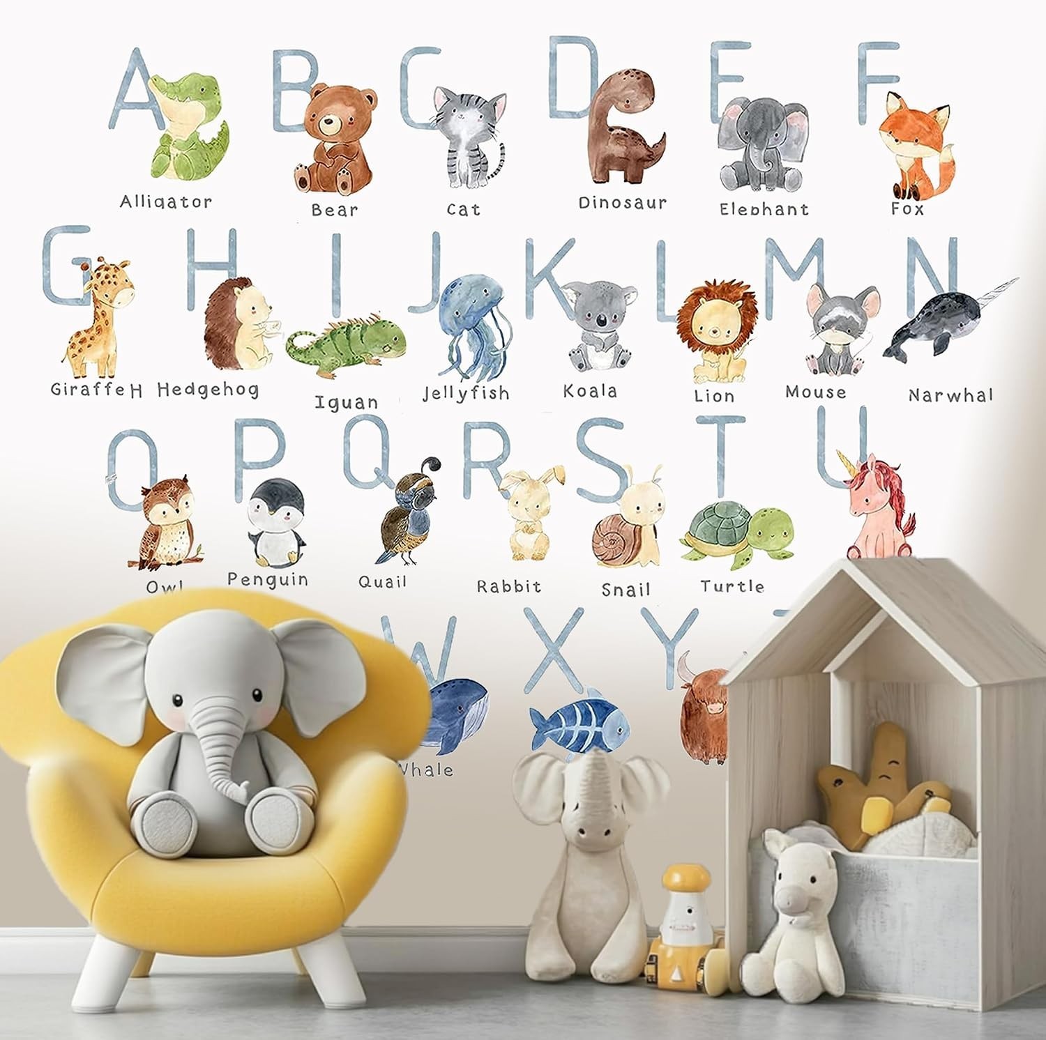 Alphabet Wall Decals for Kids Nursery Playroom Classroom Animal Letters