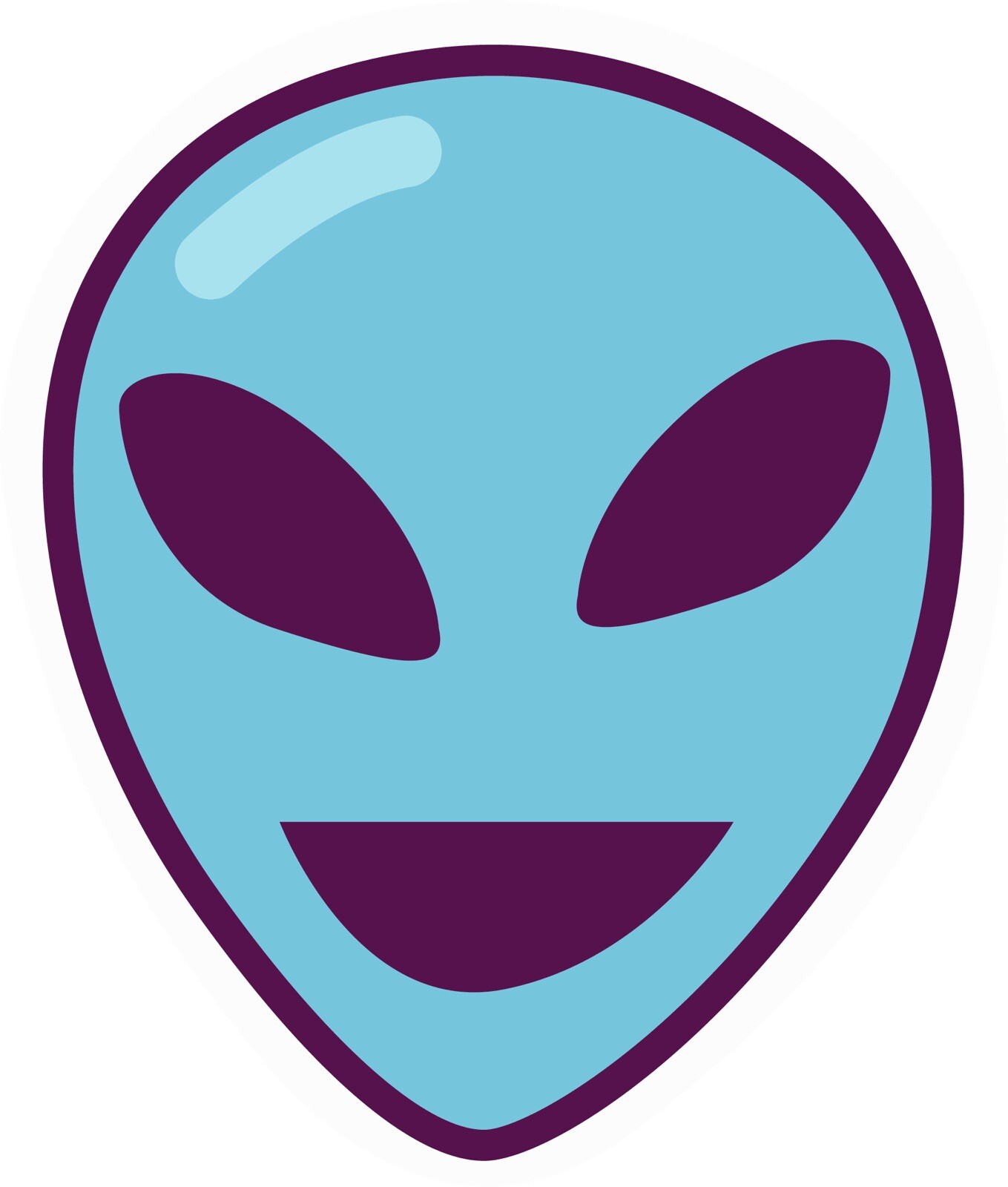 4” Alien Head Sticker Blue Outer Space UFO Trippy Spaceship Smiley Happy