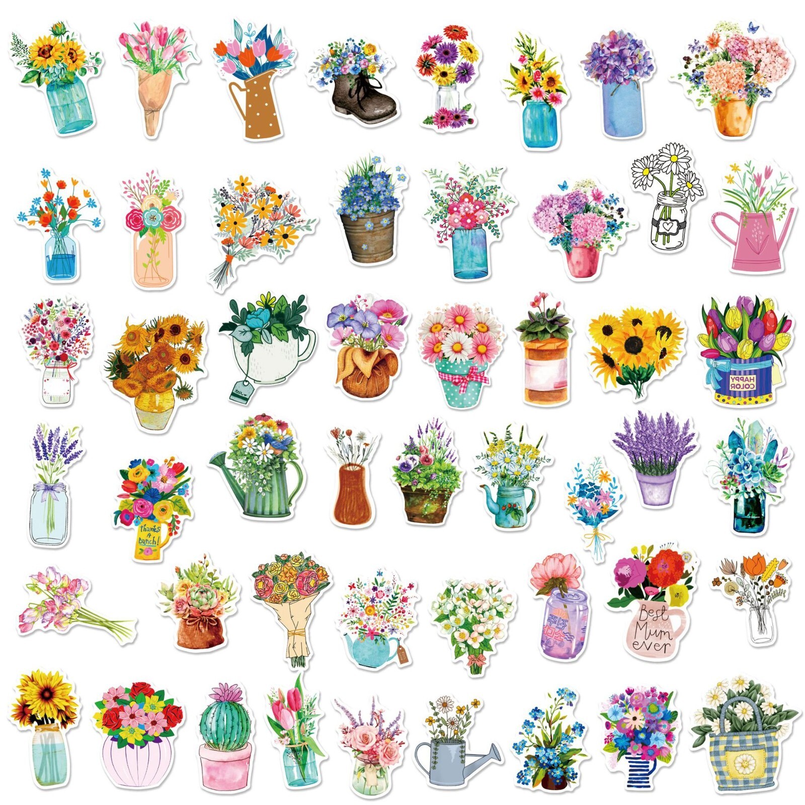 150pcs Flowers Stickers, Plants leaf flower Cactus Houseplant Stickers,#103205