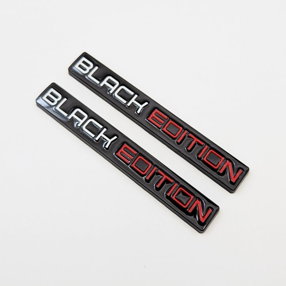 2X Chrome Metal Black Edition Car Emblems – 3D Auto Badge, Universal Fit