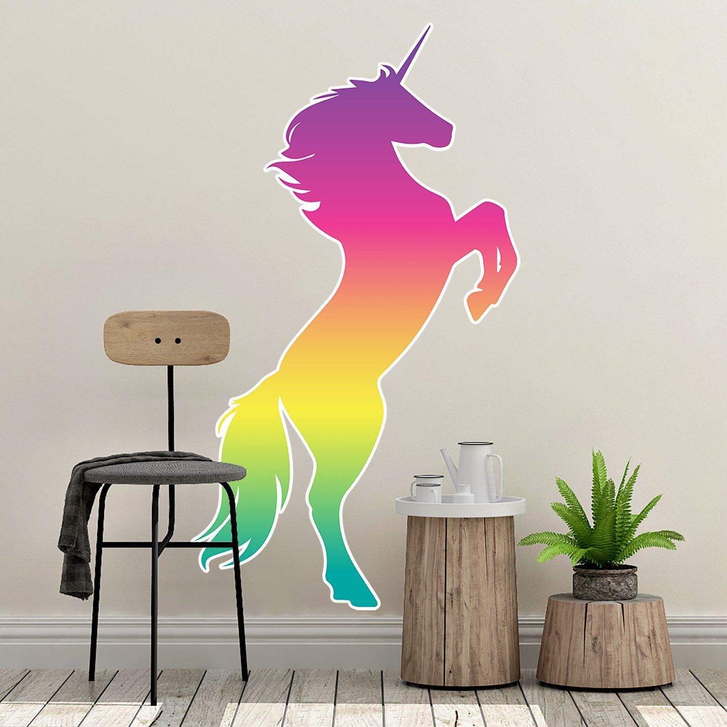Rainbow Unicorn Wall Decal Sticker. Girl’s bedroom decor. Fantasy Silhouette Des