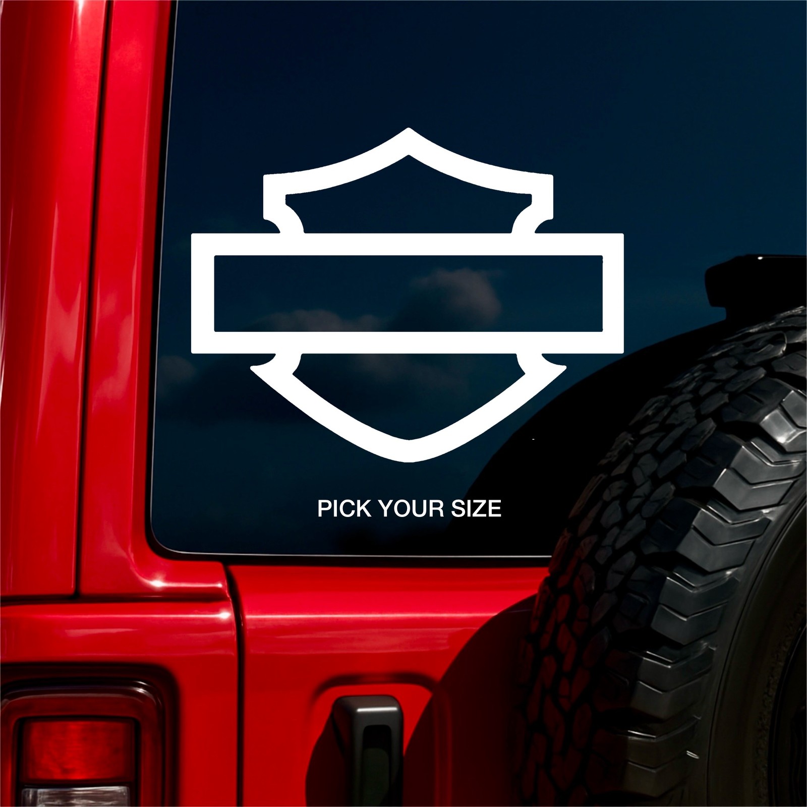 Harley Davidson Bar & Shield Decal Pick Your Size Sticker for Jeep Truck WHITE