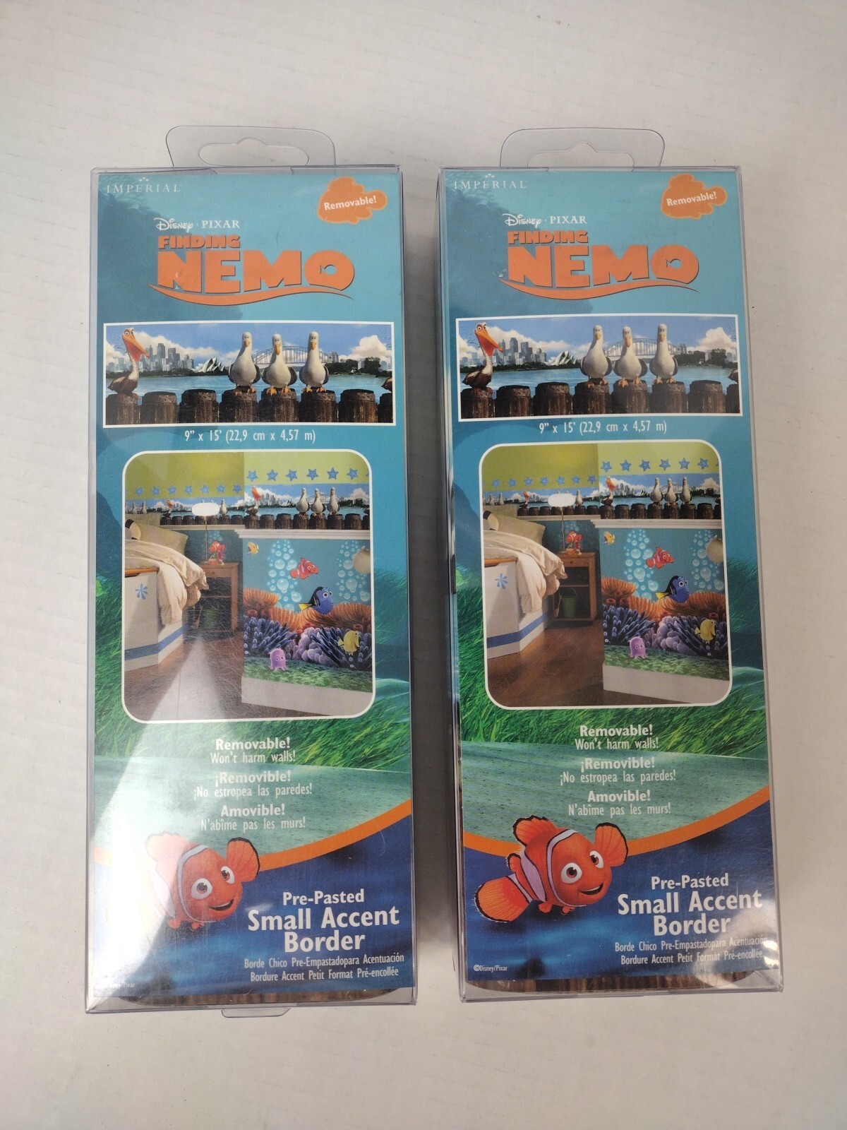 2 Pack Finding Nemo VTG Self-Stick Wall Border 9" x 15' Nursery Kids Room- NEW