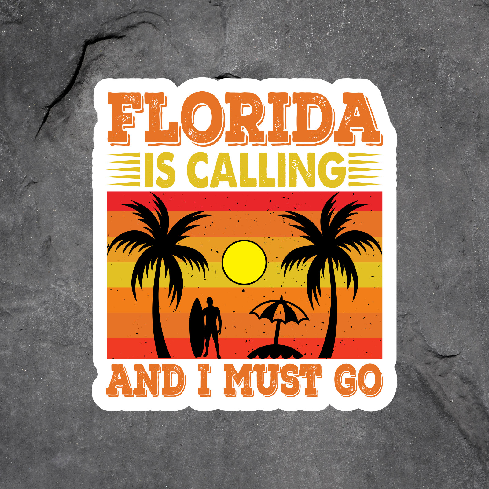 Florida Sticker Vinyl Decal Florida Is Calling Beach Sunset Vacation Travel