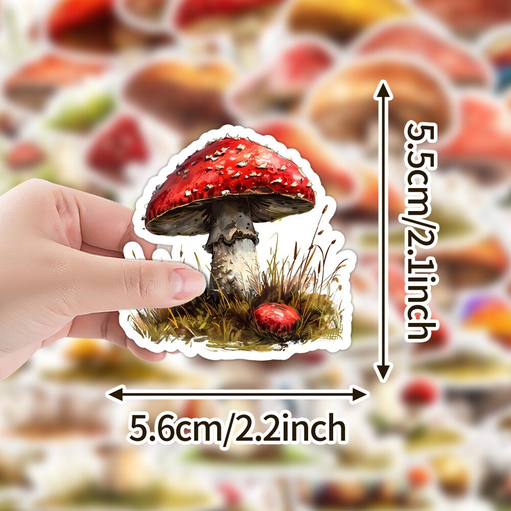 50 Pcs Stickers Vinyl Cute Mushroom Laptop Luggage Fridge Phone Car Water Bottle