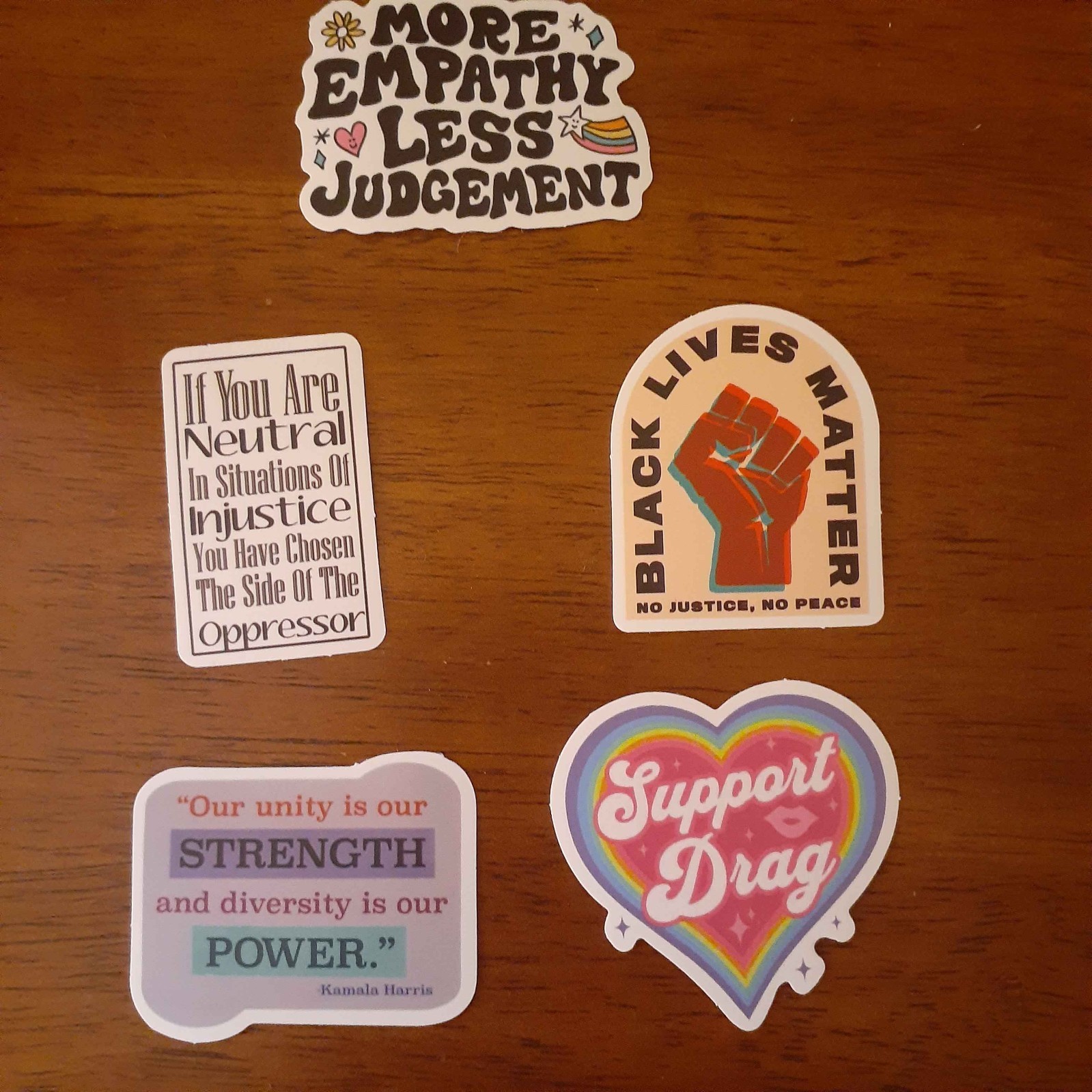 Random Assortment 5 Pack of Social Justice/Left Wing Stickers for Anywhere!