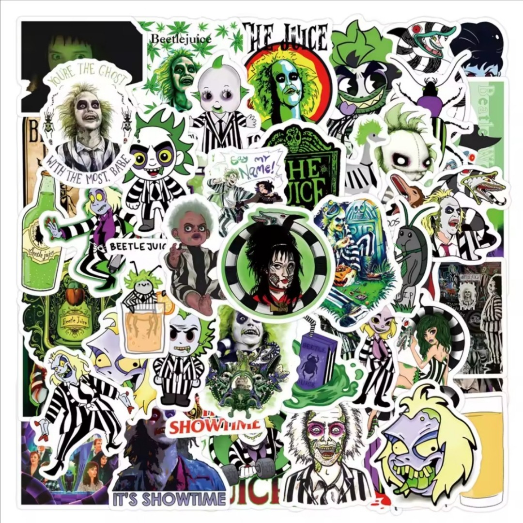 10 PCS Beetlejuice (Unofficial) Scary Spooky Halloween Movie Stickers BRAND NEW