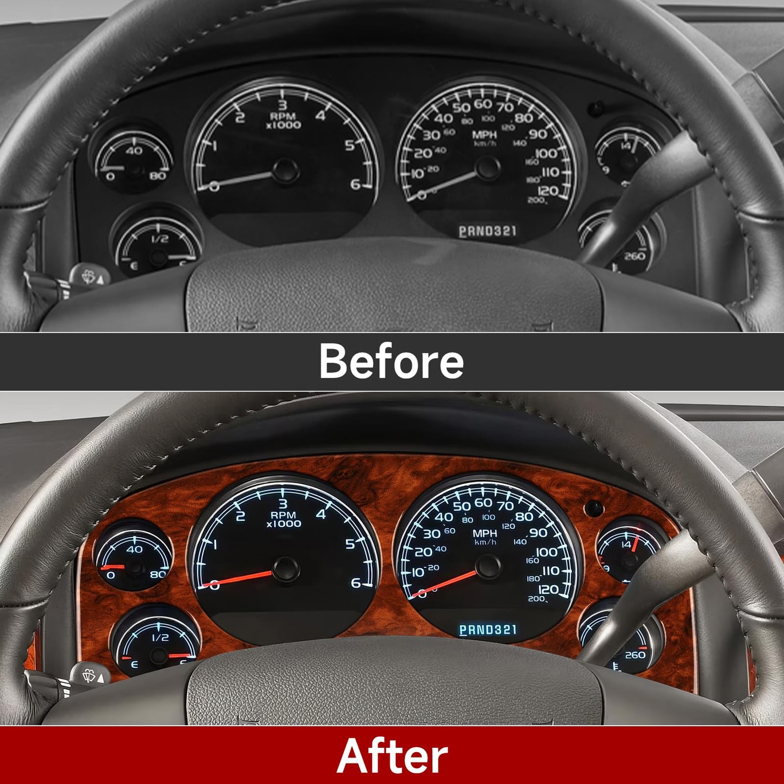 Dashboard Cover Trim Decal Wood Grain Sticker for Chevrolet GMC Vehicles