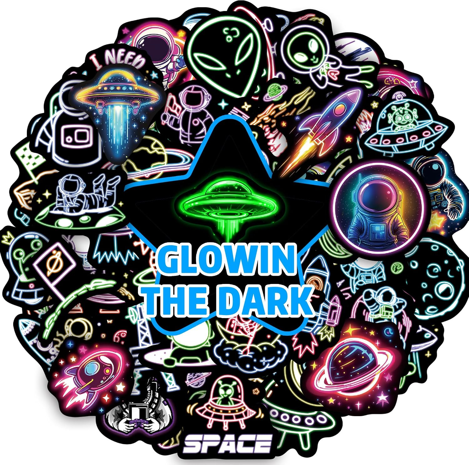 70 Pcs Neon Game Kids Stickers, Gamer Gamepad Vinyl Sticker for Water Bottle, Wa