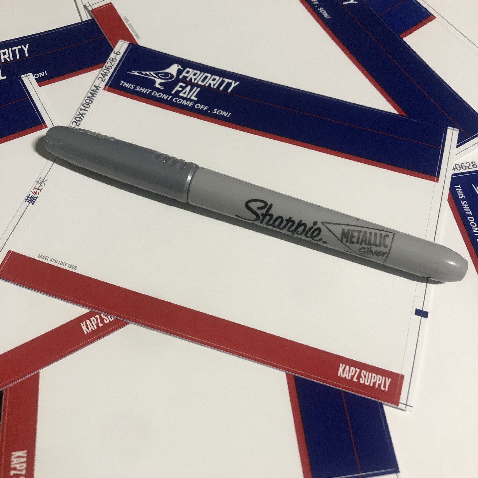 KAPZ SUPPLY DESTRUCTIBLE VINYL EGGSHELL JUMBO 10x12CM STICKER SLAPS PRIORITY 50