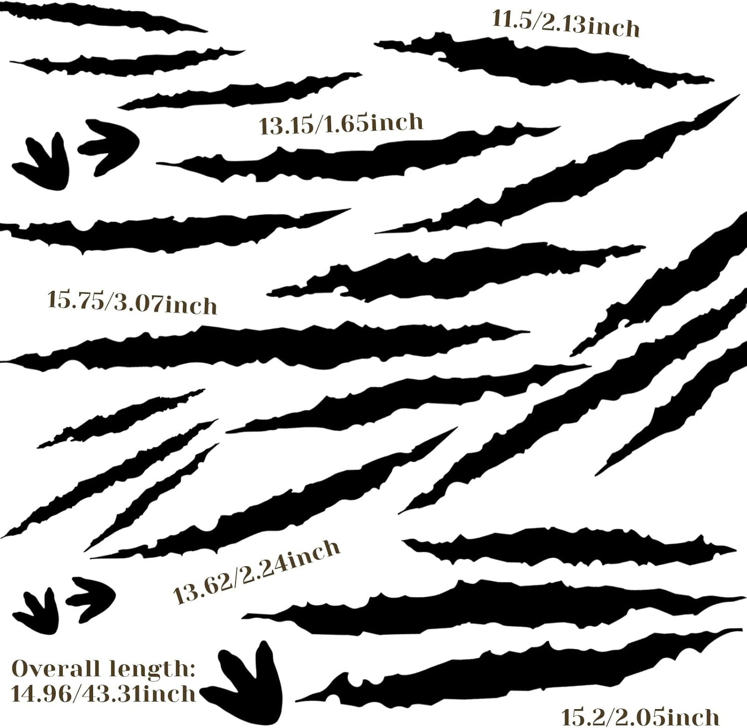 78 Pcs Dinosaur Footprints Floor Decals Black Ripped Scratches Vinyl Sticker Rem
