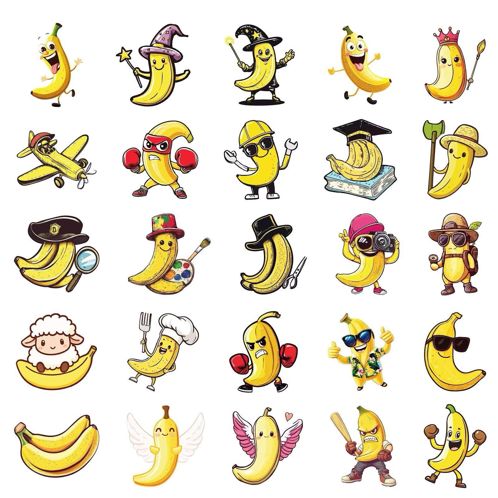 50 Pack Cartoon Banana Stickers Fruit Decals Laptop Hydro Yeti Free Shipping!