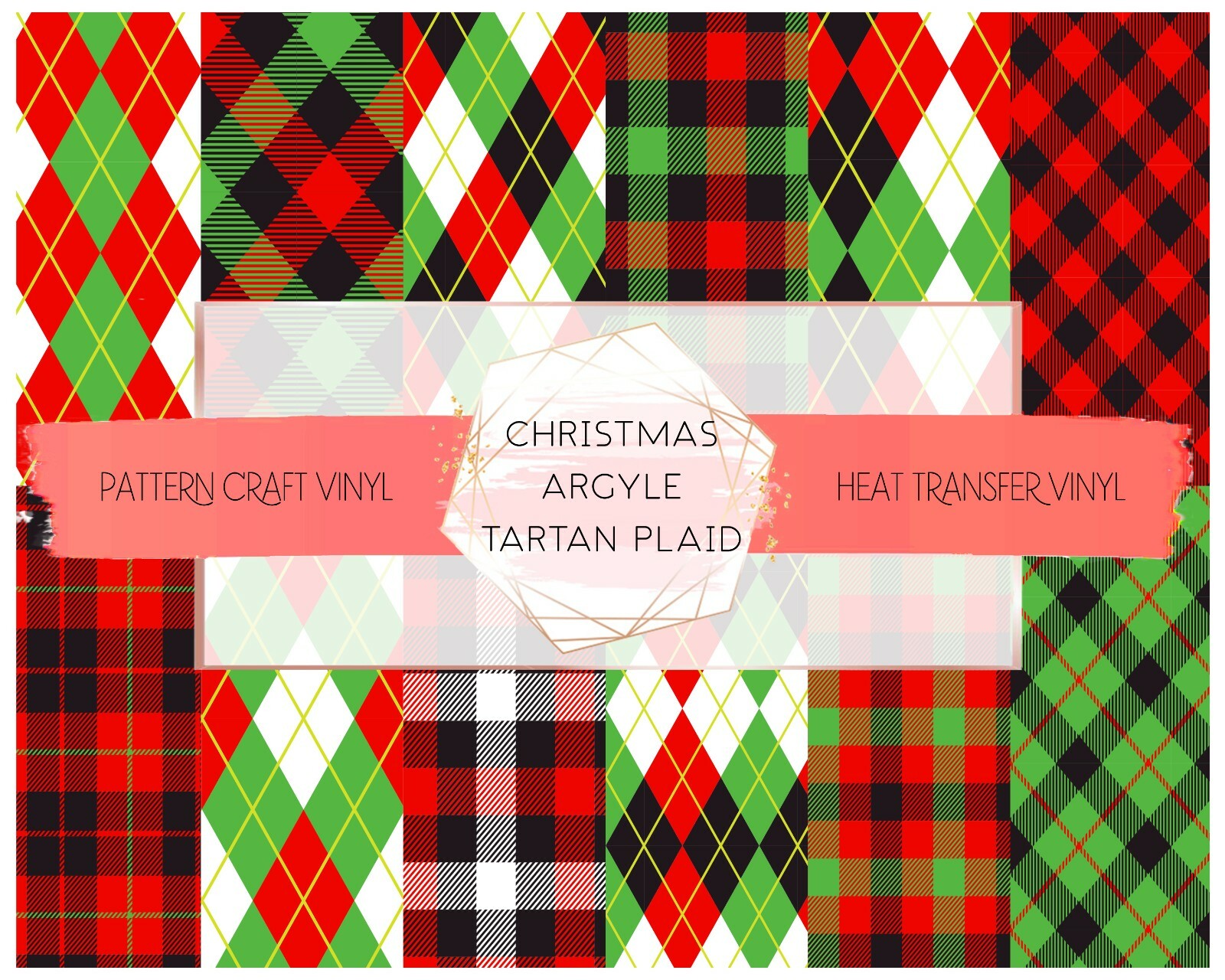 Argyle Tartan Plaid Pattern HTV & Adhesive Craft Vinyl Siser | Oracal