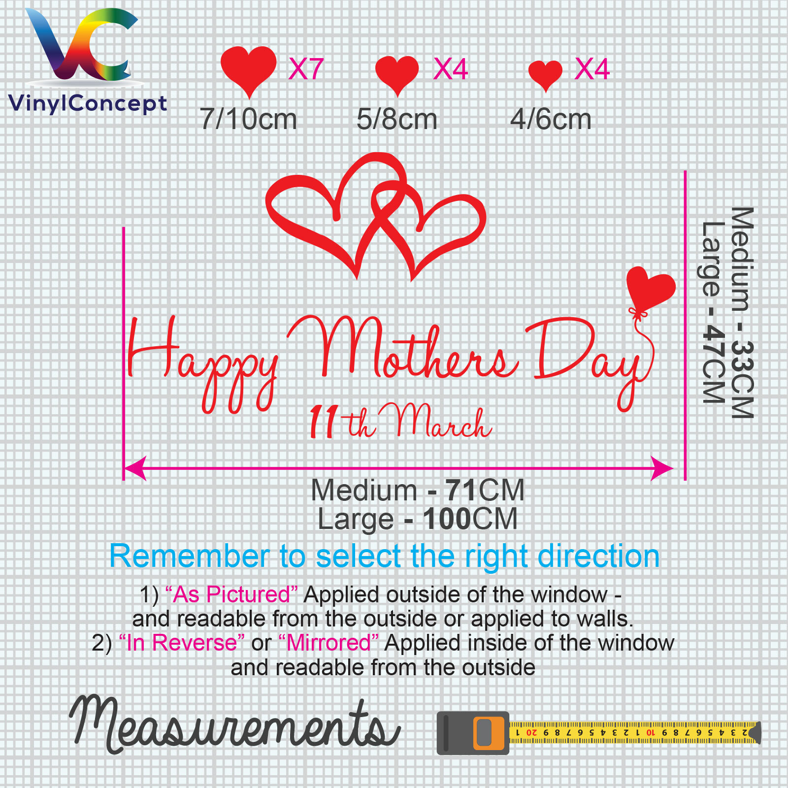 Happy Mothers Day Wall & Window Stickers Mother Decals Shop Window Display A339