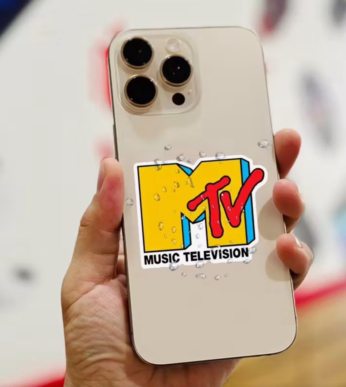 MTV Music Television Video Vtg Retro 80s 90s Yellow Print Vinyl Sticker Decal