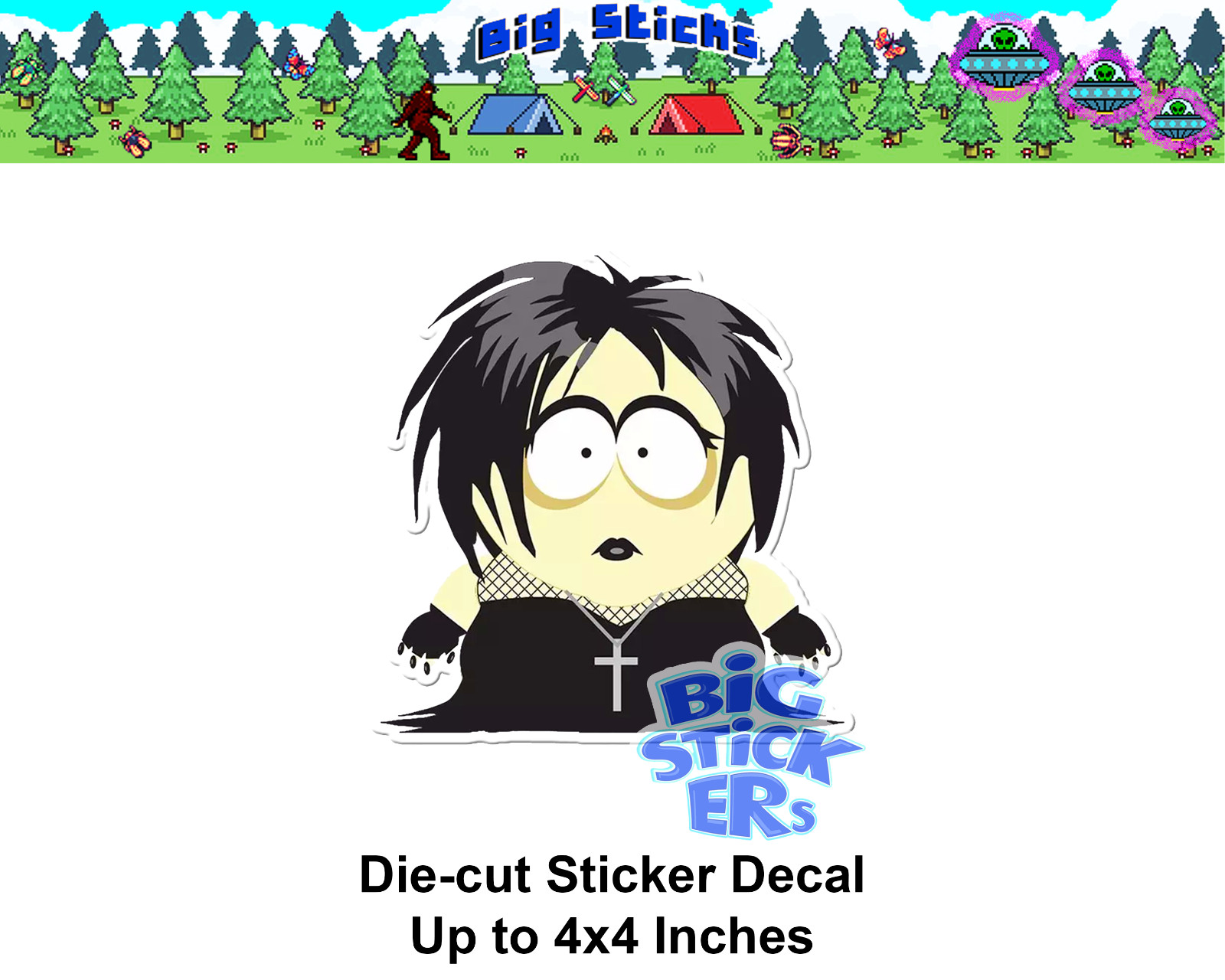 Goth Henrietta 3-4” Die Cut Sticker Glossy Paper or Waterproof Vinyl / Holo