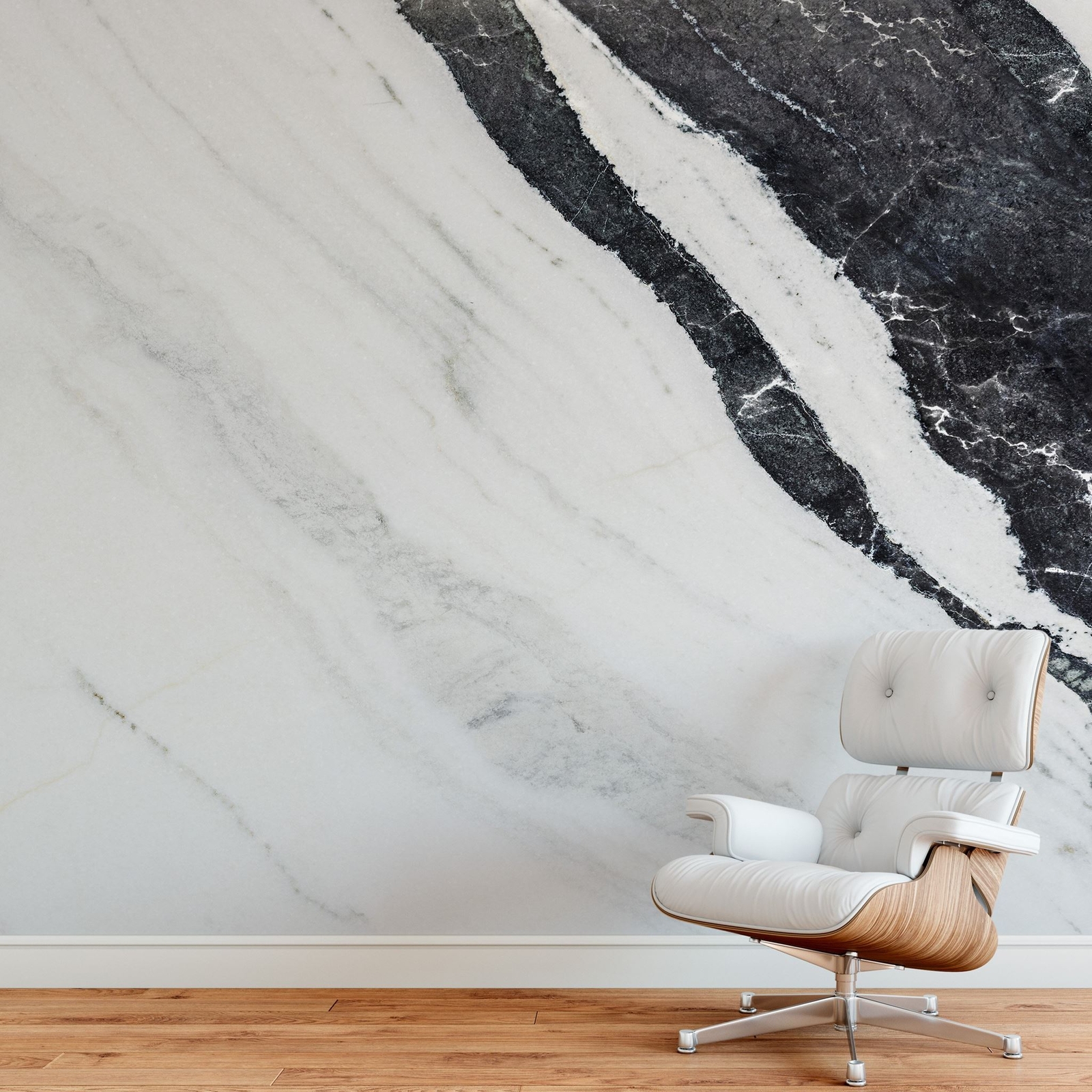Black and White Marble Stone Granite Slate Wall Mural. Peel and Stick. #6273