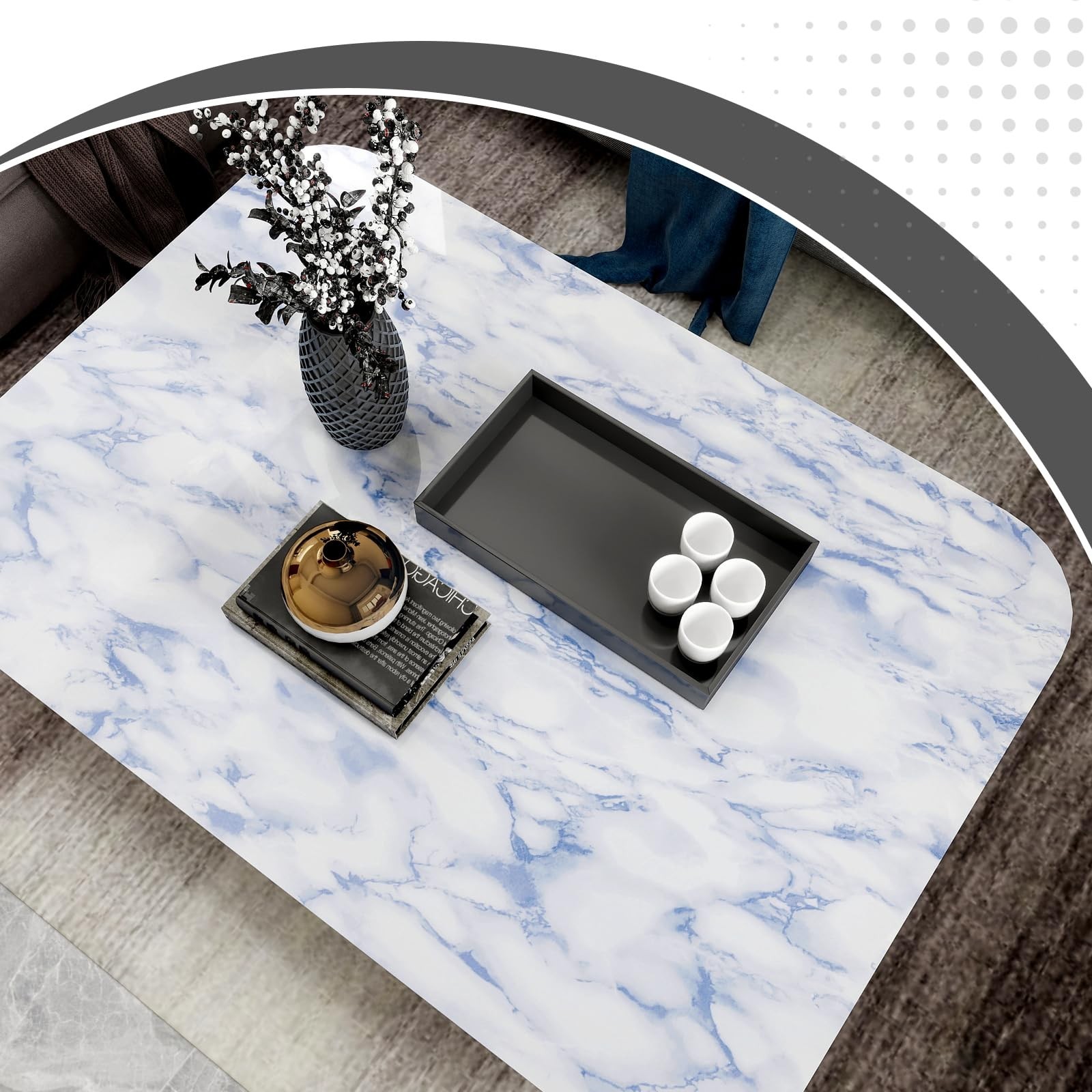 White and Blue Marble Contact Paper Sky Peel and Stick Wallpaper Countertop F…