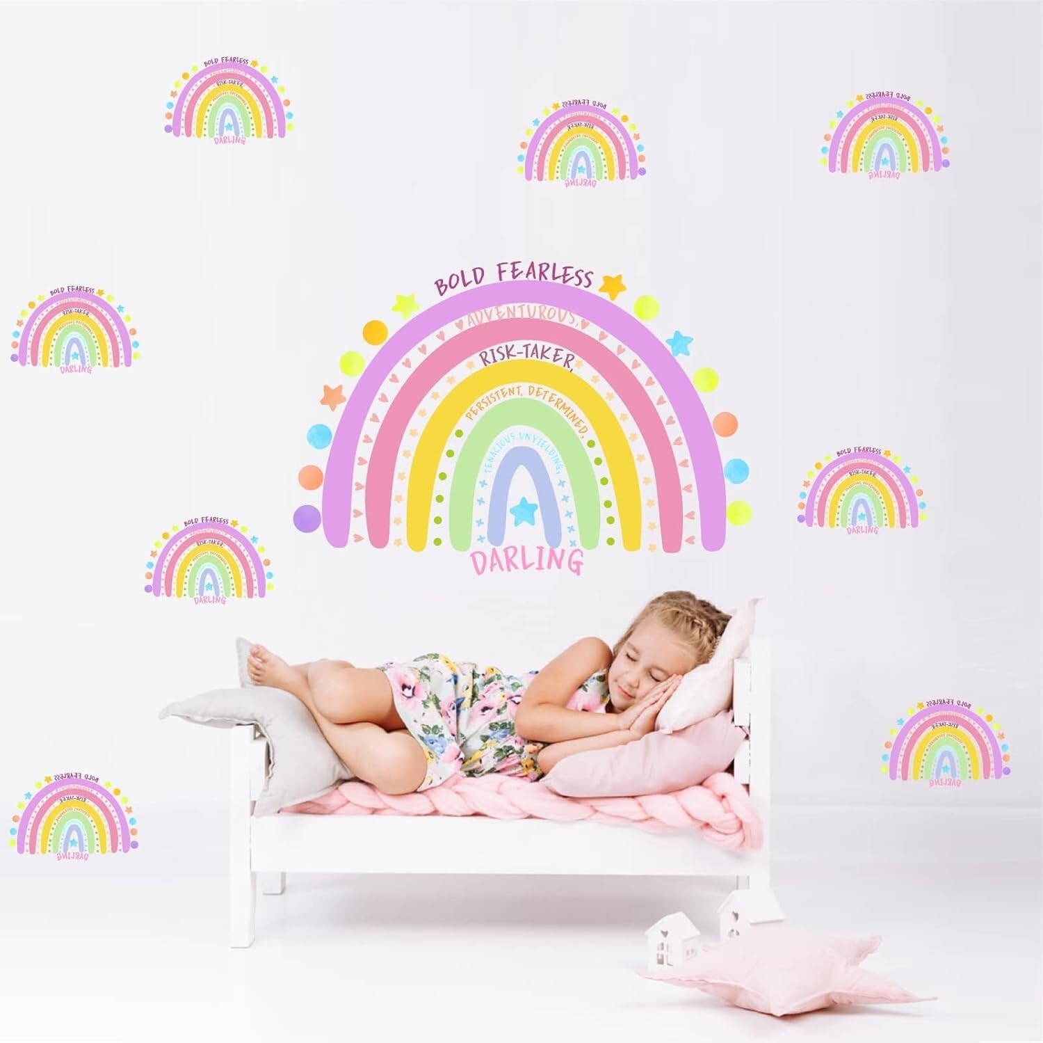 Large Rainbow Inspirational Wall Decal Quote – Positive Colorful Peel & Stick
