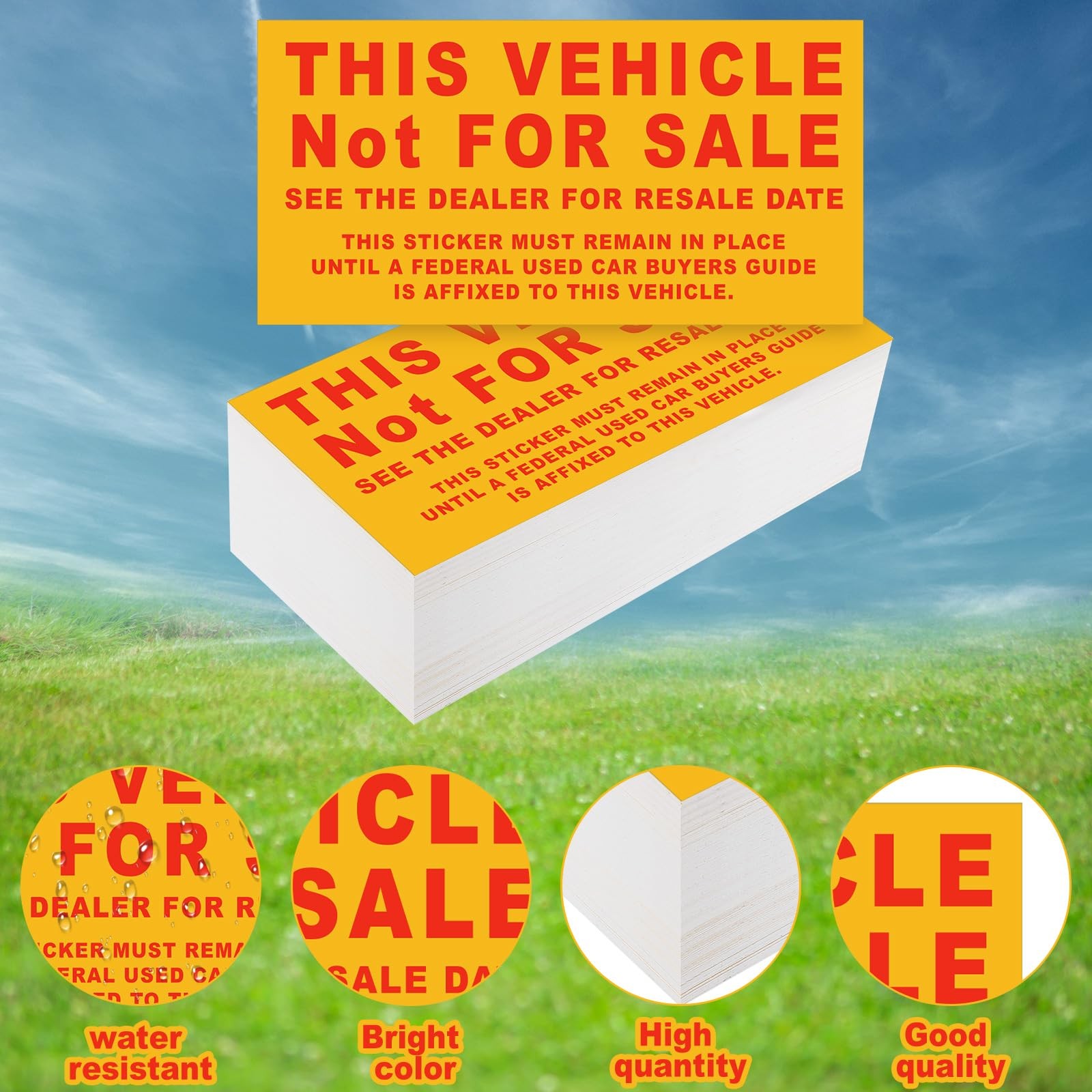 200 Pcs Vehicle Not for Sale Stickers for Car Dealership Compliance, 6×3 Inches