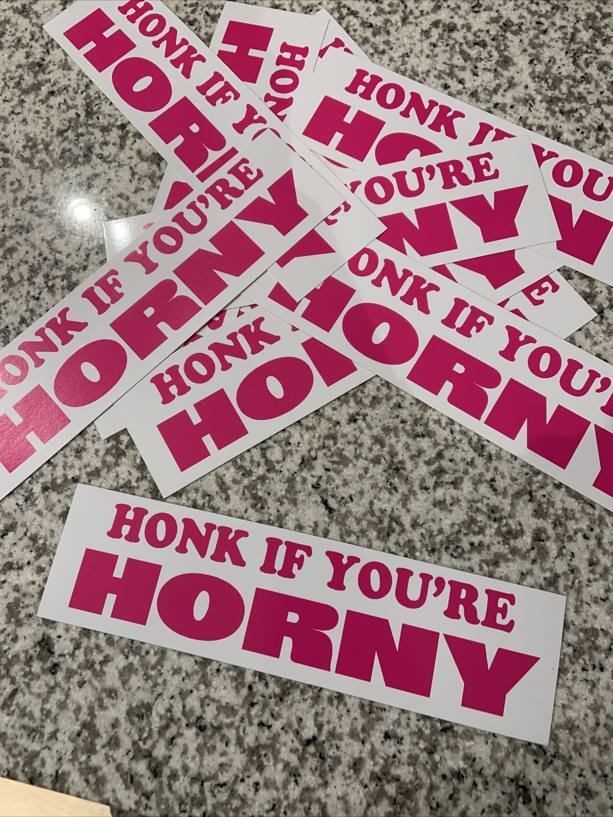 Hot Pink!! “HONK IF YOU'RE HORNY" Adhesive Vinyl Bumper Sticker Decal 9" X 2.75"