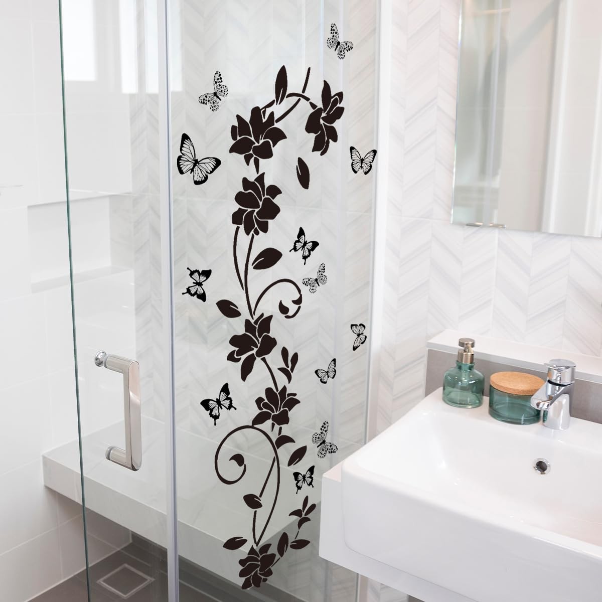 Flower Wall Stickers Floral Plants Wall Art Decals for Bedroom Living Room So…