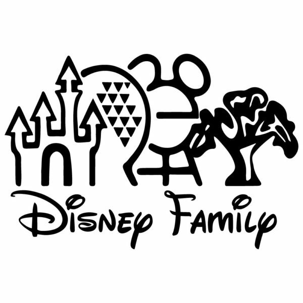 Vinyl Decal for Window – Disney Family (Theme Parks), Various Sizes & Colors