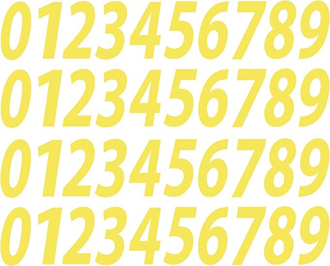 0-9 Reflective Numbers Yellow Sticker Vinyl Decals CHOOSE 1"-12" Set Of 40 (RV1)