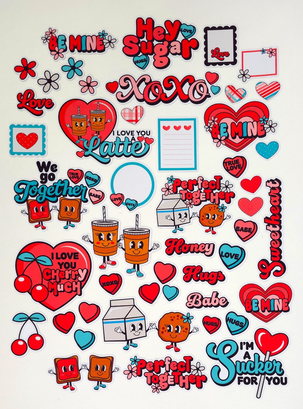 Valentines Day Vinyl Self Adhesive Stickers Fun Stickers Hearts Valentines