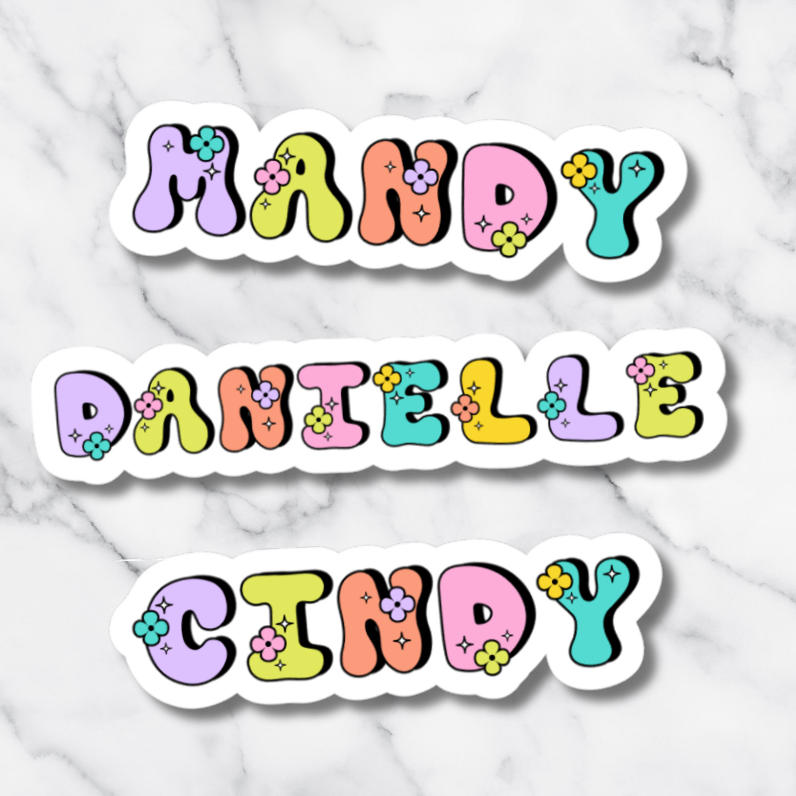 Custom Groovy Retro Name Sticker Personalized Vinyl Decal 70s Style