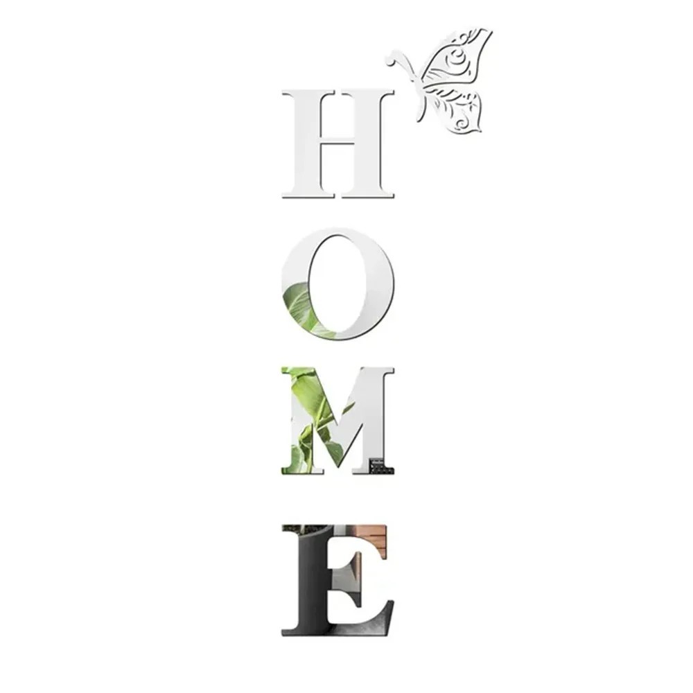 HOME 3D Mirror Wall Sticker Decorative Acrylic Home Sign Entrance Wall Décor
