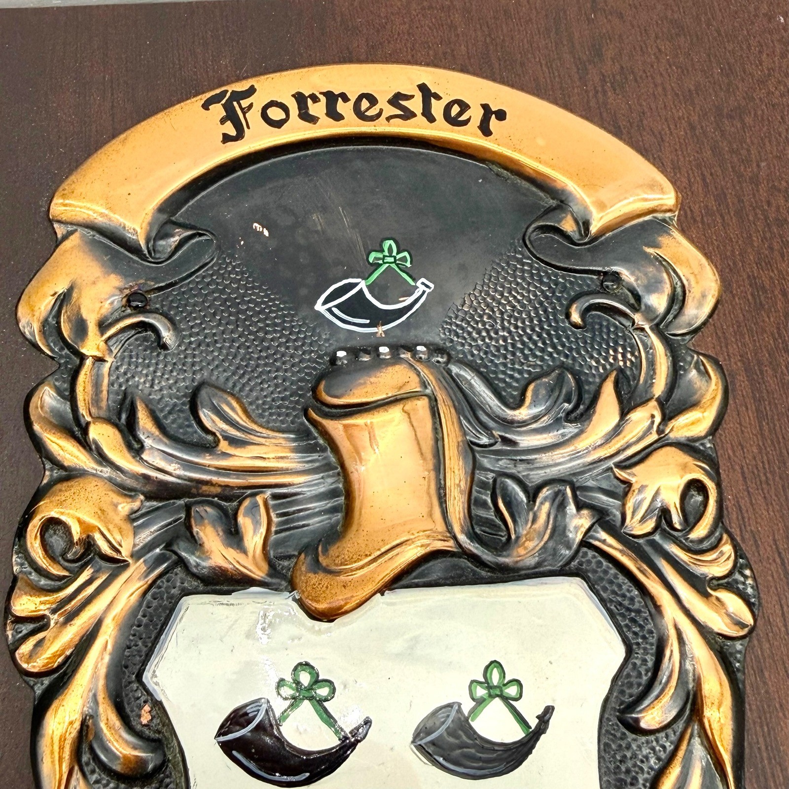 Forrester Family Crest Coat of Arms Wood Plaque Heraldic Artists