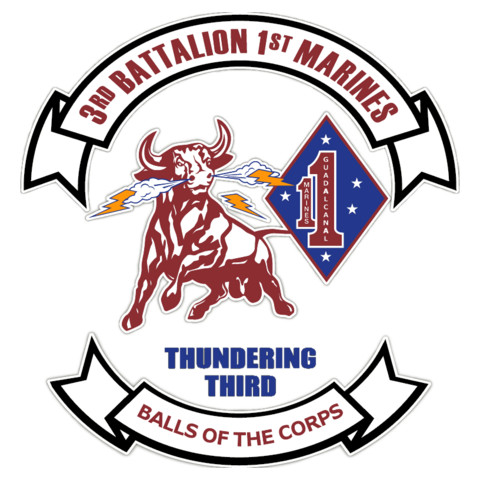 USMC 3rd Battalion 1st Marines Patch Thundering Third U.S. Military vinyl decal