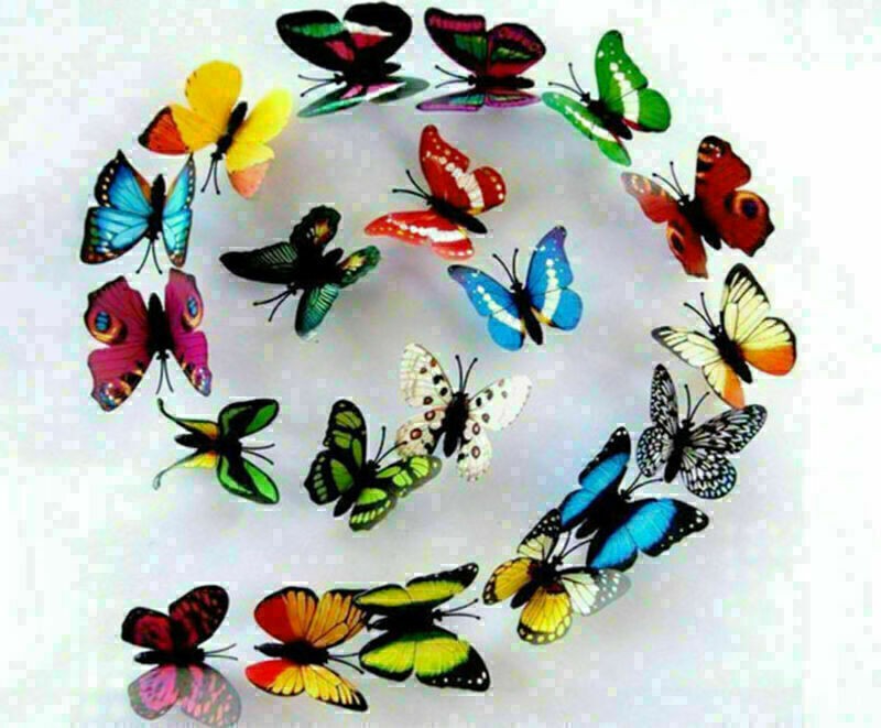 12/24/36/100/Pcs Multicolor Artificial Butterflies with Magnet Home Decorations