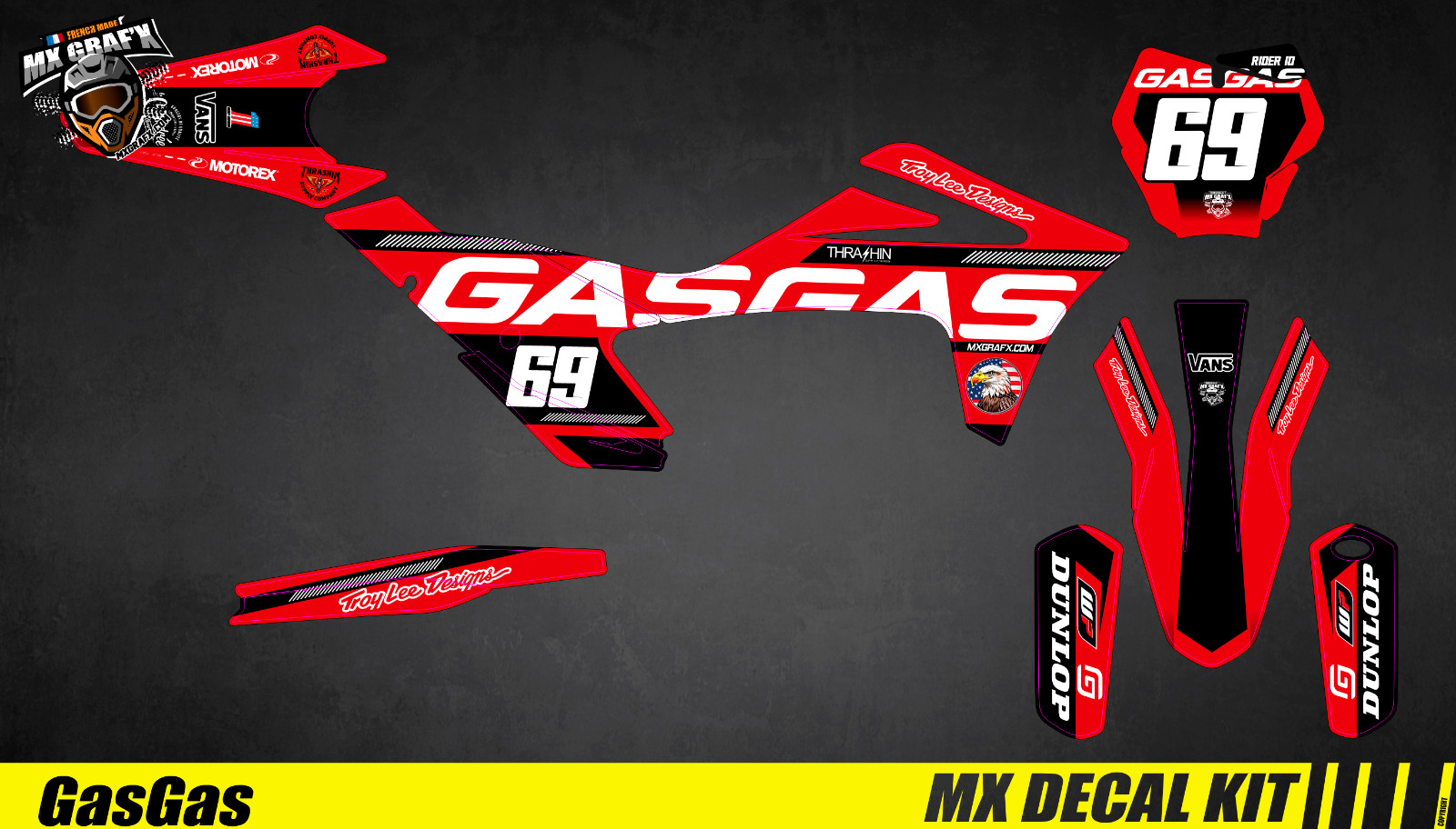 Mx Grafx Motorbike Decal Kit for Gas Gas – Big, Colorful Vinyl MX US