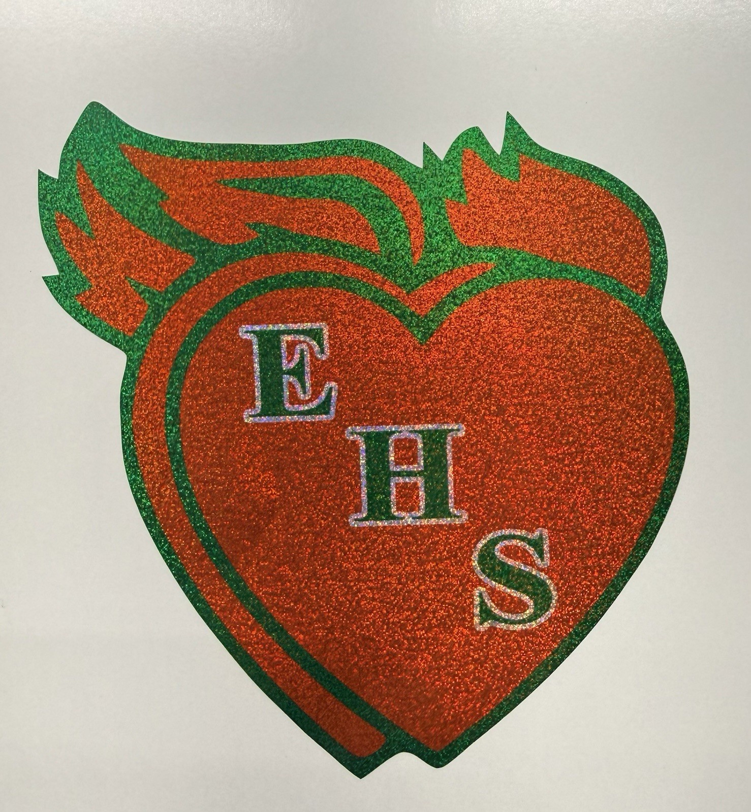 Effingham Flaming Hearts Holographic Mini Sparkle Vinyl Decal