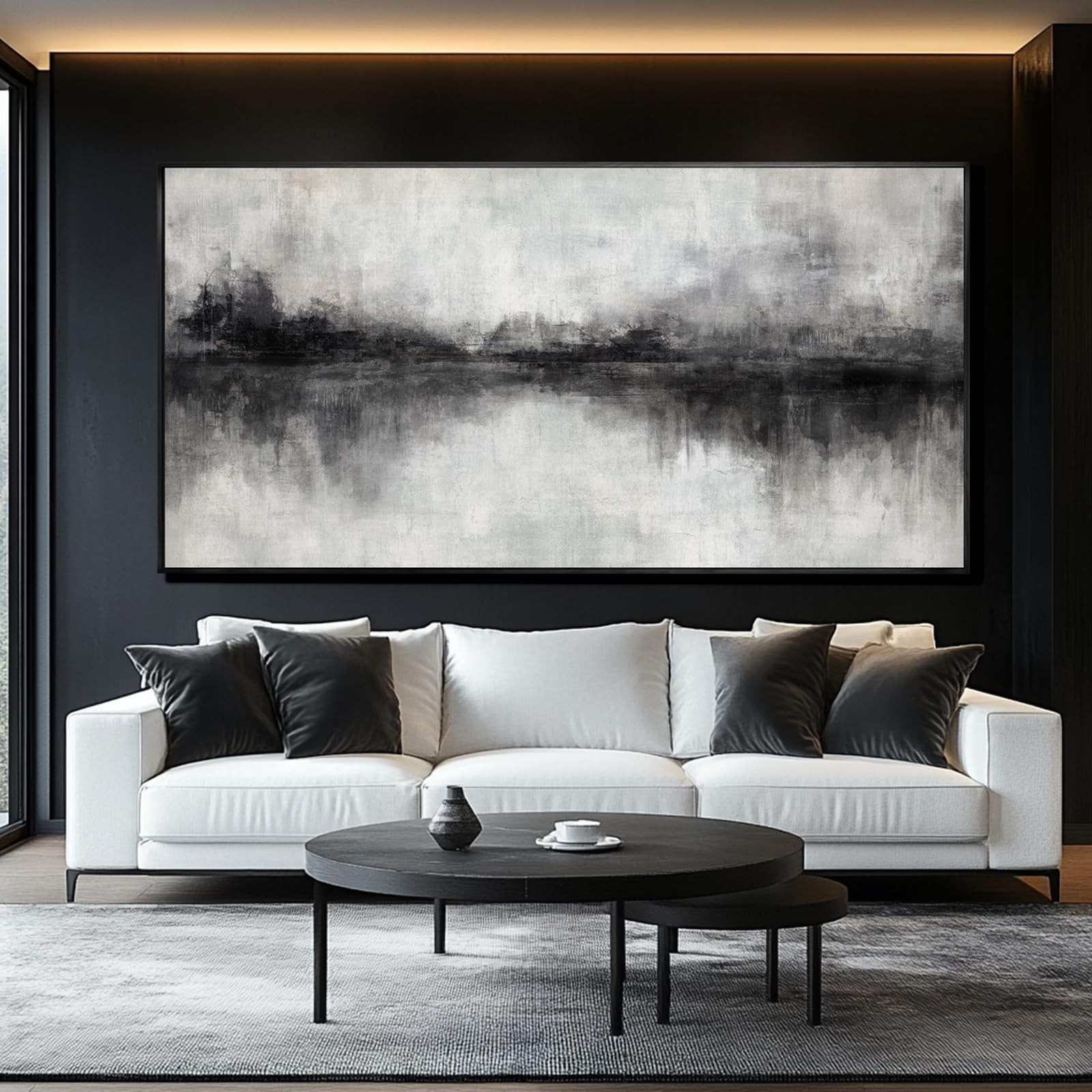 Large Abstract Canvas Wall Art Black and Grey Art Pictures for Wall Decor 29"…