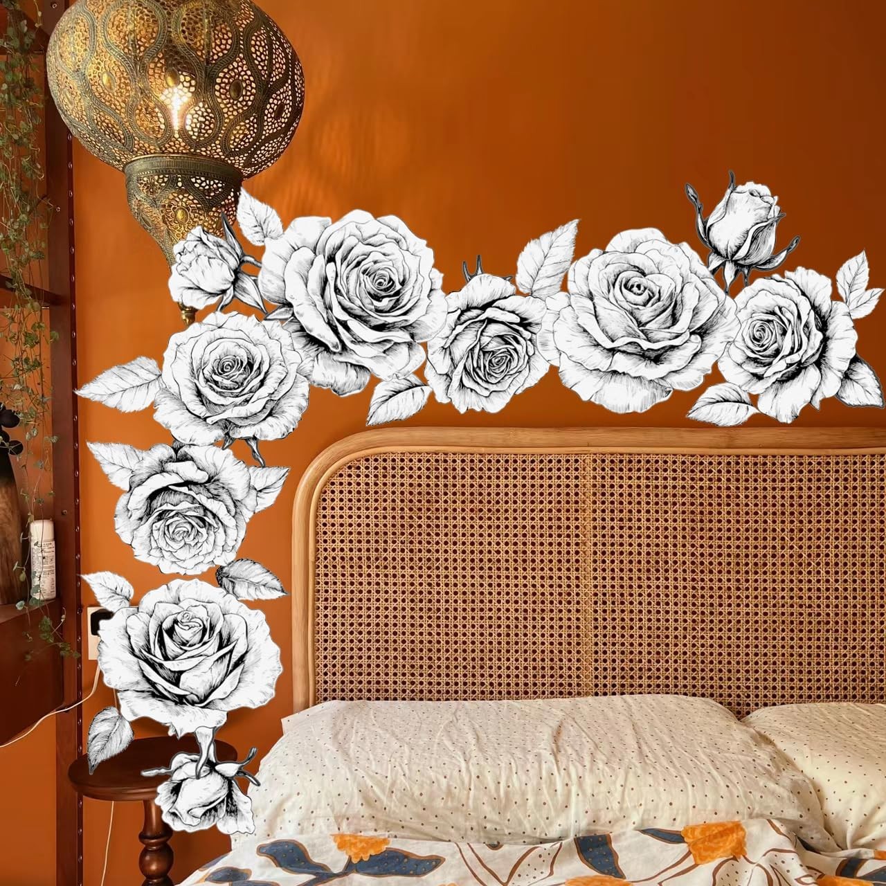 Black and White Flower Wall Decals Boho Rose Floral Wall Stickers for Living …