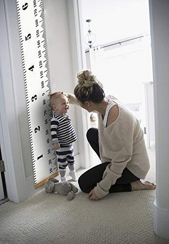 Mibote Baby Growth Height Chart Handing Ruler Wall 79" x 7.9", Black & White