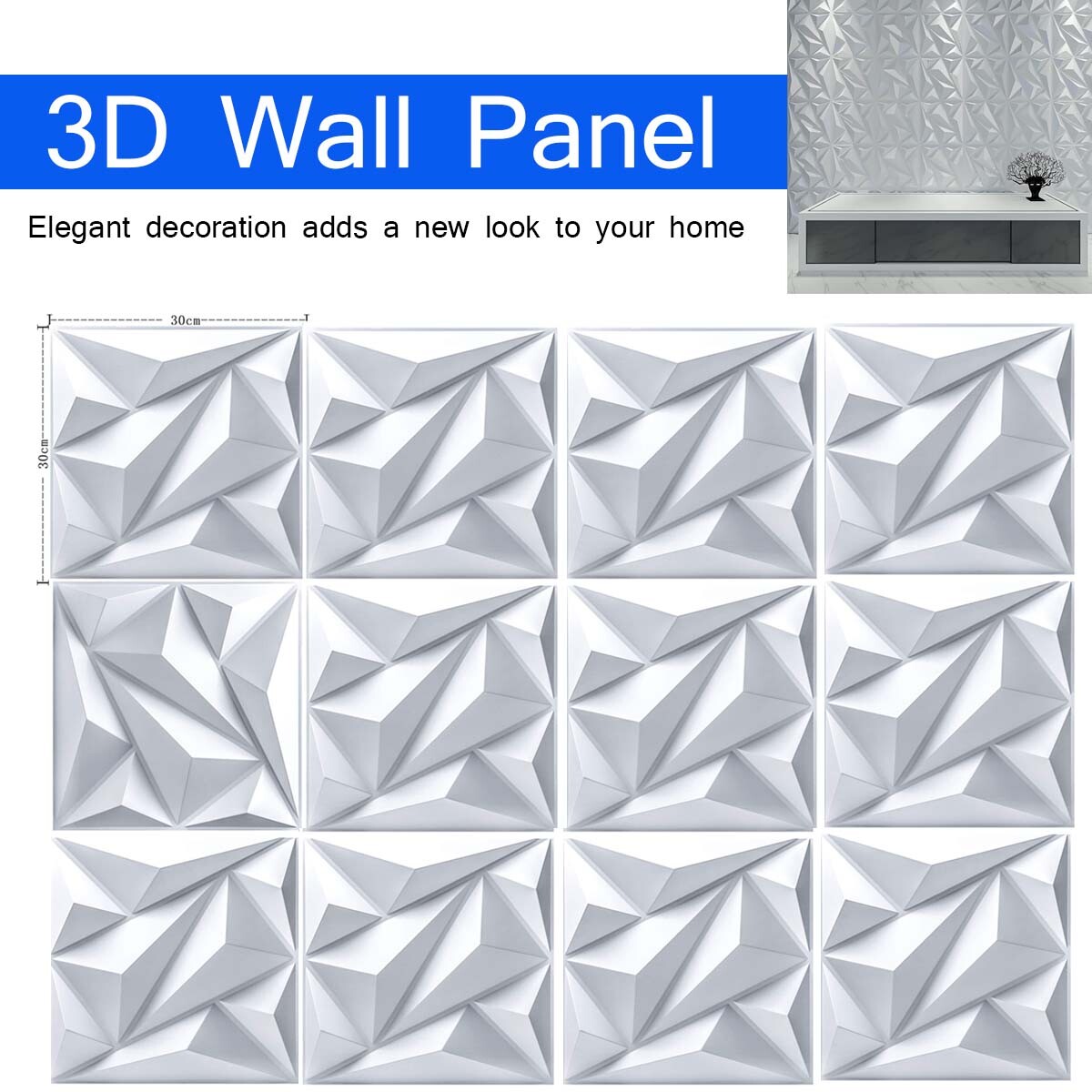 12pcs/Set 3D Wall Panel Ceiling Tiles Wallpaper Background Decal Home DIY Decor