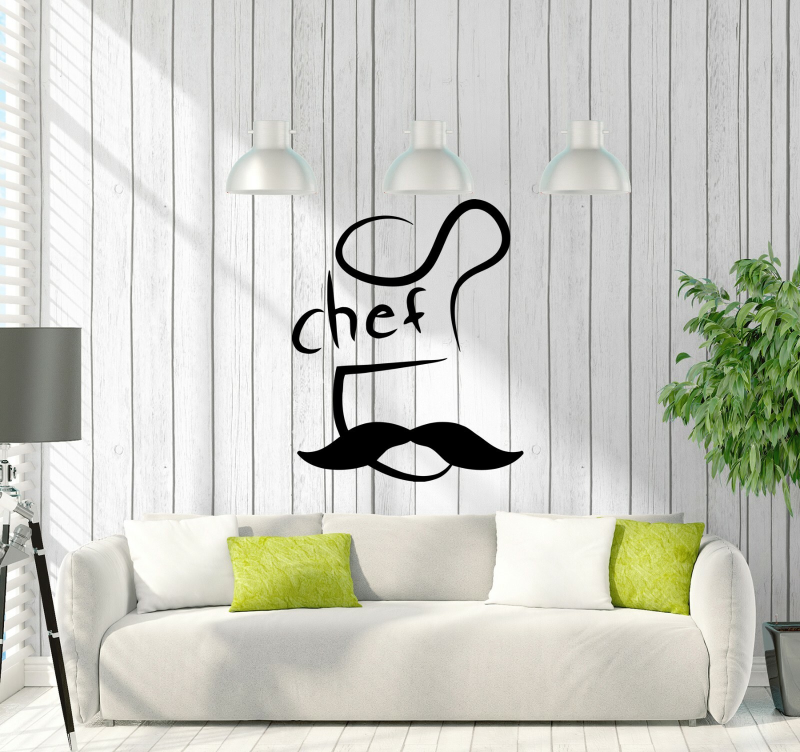 Wall Decal Chef Kitchen Restaurant Cafe Mustache Word Vinyl Sticker (ed1712)