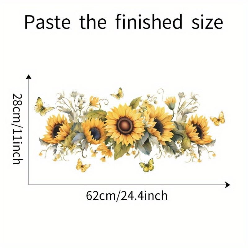 1 piece of PVC self-adhesive sunflower and butterfly wall sticker
