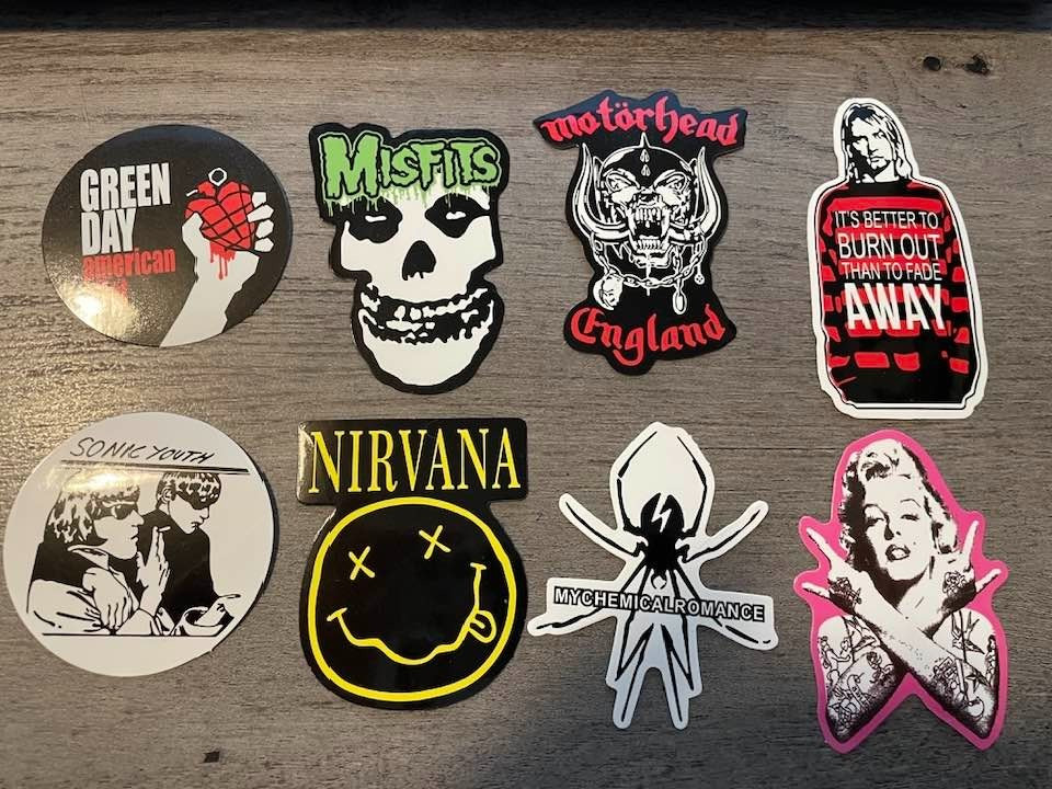 YOUR CHOICE of 8 Music Stickers/Guitar Decals-Rock/Punk/Alternative/Grunge-READ!