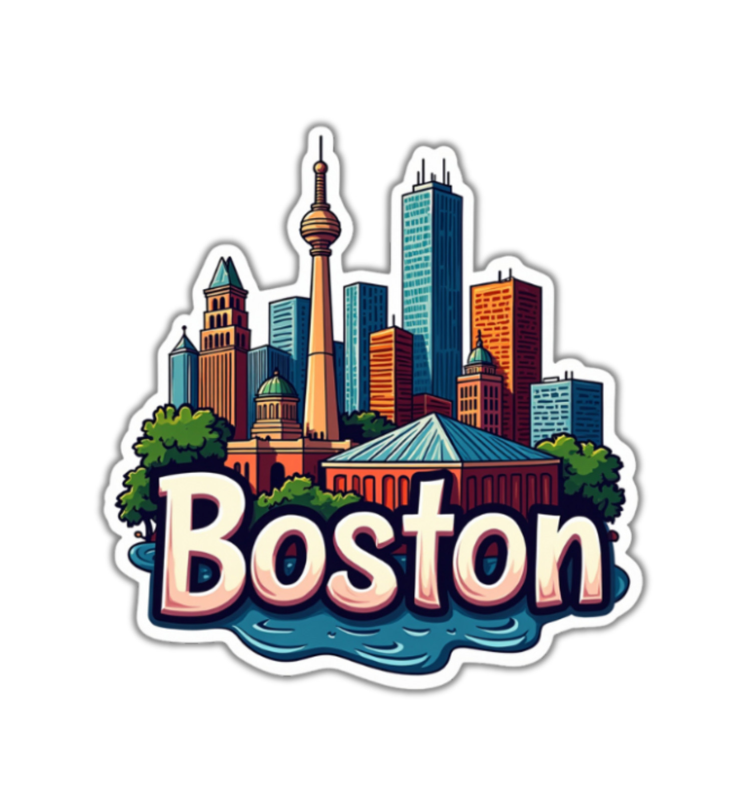 Boston Massachusettes Fridge Magnet or Laptop Sticker
