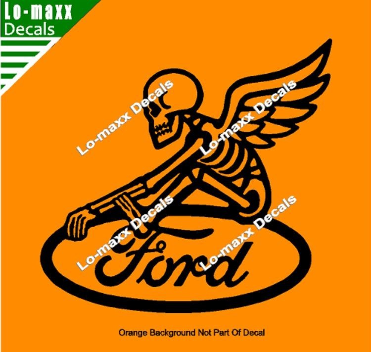 Ford Reaper Skeleton Wings Car Truck Window Hood Die Cut Vinyl Decal Sticker
