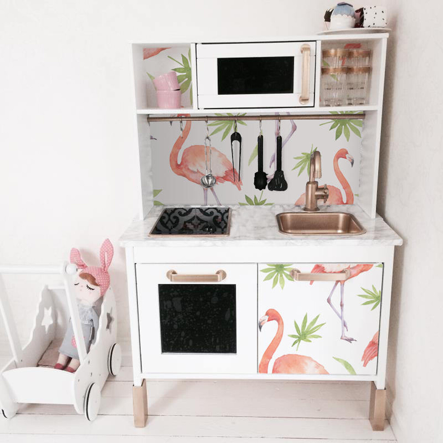 IKEA DUKTIG removable Decal self-adhesive sticker for furniture Leafs Flamingo