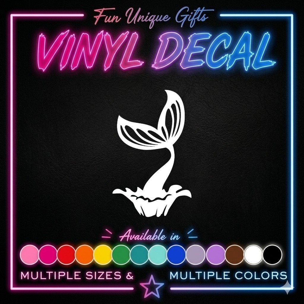 Mermaid Tail Water Splash Vinyl Decal Sticker FREE SHIPPING Size & Color Choice